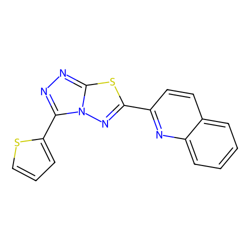 2-[3-(Thiophen-2-yl)[1,2,4]triazolo[3,4-b][1,3,4]thiadiazol-6-yl]quinoline structure