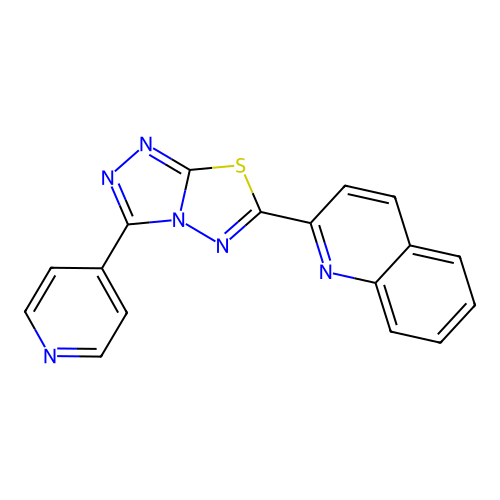 2-[3-(Pyridin-4-yl)[1,2,4]triazolo[3,4-b][1,3,4]thiadiazol-6-yl]quinoline structure