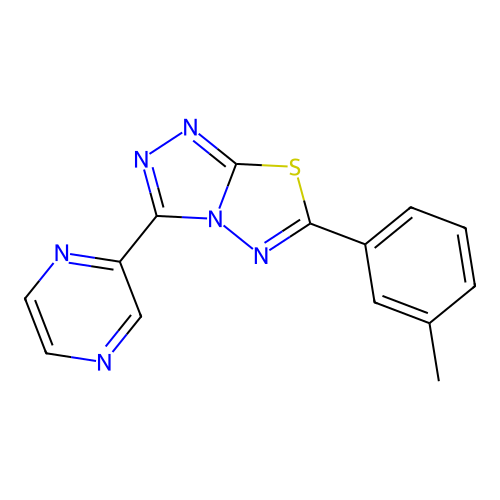 6-(3-Methylphenyl)-3-(pyrazin-2-yl)[1,2,4]triazolo[3,4-b][1,3,4]thiadiazole structure