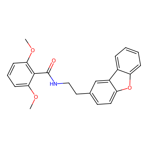 N-(2-dibenzofuran-2-ylethyl)-2,6-dimethoxybenzamide structure
