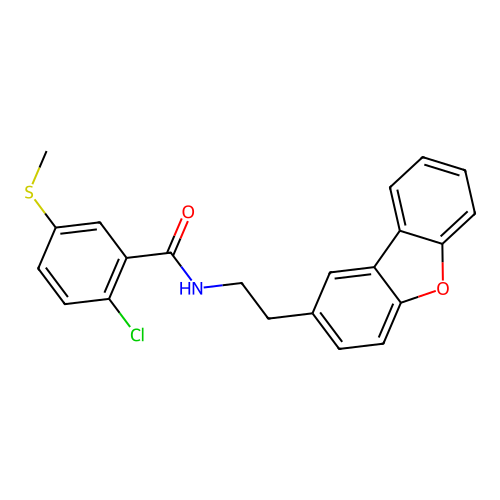 2-chloro-N-(2-dibenzofuran-2-ylethyl)-5-methylsulfanylbenzamide structure