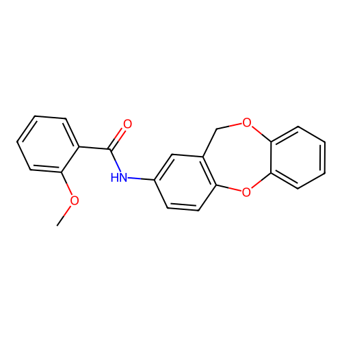 N-(11H-dibenzo[b,e][1,4]dioxepin-2-yl)-2-methoxybenzamide structure