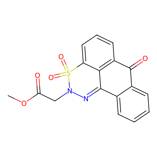 methyl (3,3-dioxido-7-oxoanthra[9,1-de][1,2,3]thiadiazin-2(7H)-yl)acetate structure