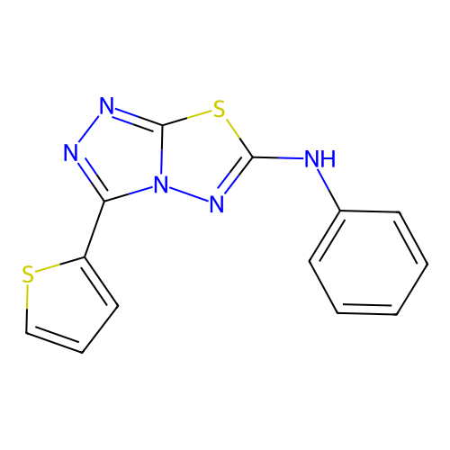 N-phenyl-3-(thiophen-2-yl)[1,2,4]triazolo[3,4-b][1,3,4]thiadiazol-6-amine structure