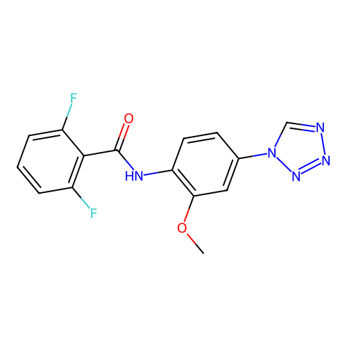 2,6-difluoro-N-[2-methoxy-4-(tetrazol-1-yl)phenyl]benzamide structure