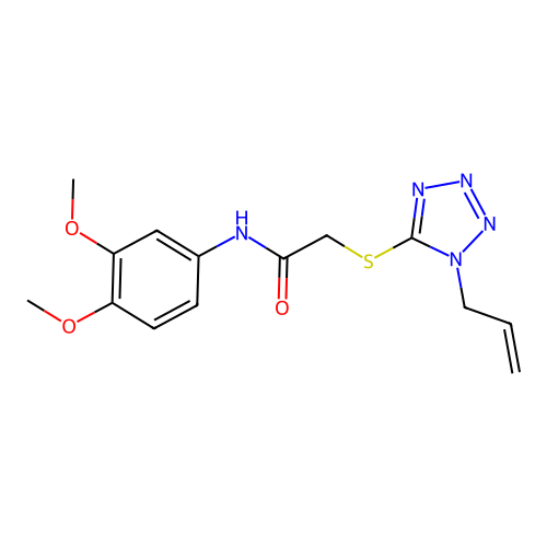 N-(3,4-dimethoxyphenyl)-2-(1-prop-2-enyltetrazol-5-yl)sulfanylacetamide structure