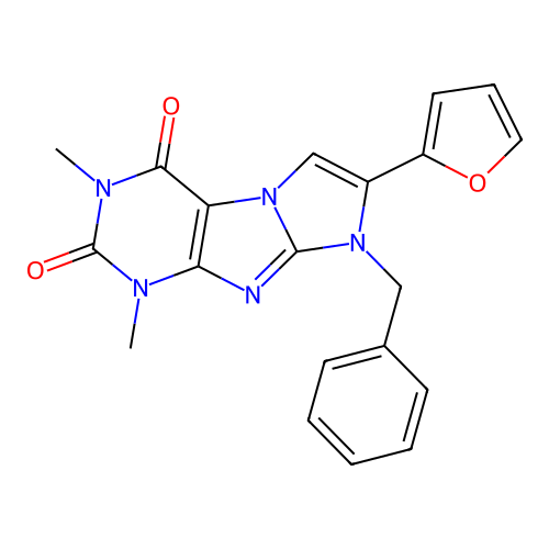 8-benzyl-7-(furan-2-yl)-1,3-dimethyl-1H-imidazo[2,1-f]purine-2,4(3H,8H)-dione structure