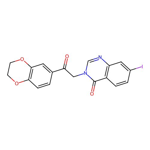 3-[2-(2,3-Dihydro-1,4-benzodioxin-6-yl)-2-oxoethyl]-7-iodoquinazolin-4-one structure