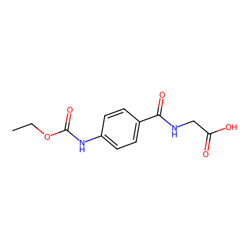 N-{4-[(ethoxycarbonyl)amino]benzoyl}glycine structure