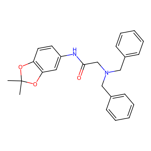 2-(dibenzylamino)-N-(2,2-dimethyl-1,3-benzodioxol-5-yl)acetamide structure