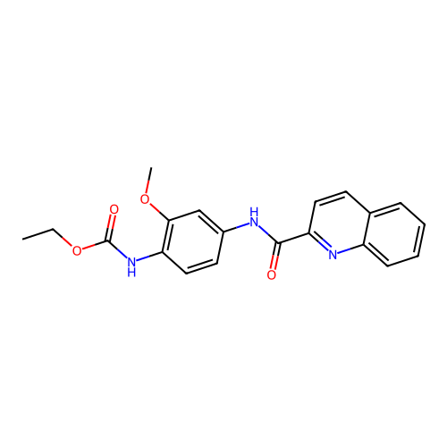 Ethyl {2-methoxy-4-[(quinolin-2-ylcarbonyl)amino]phenyl}carbamate structure