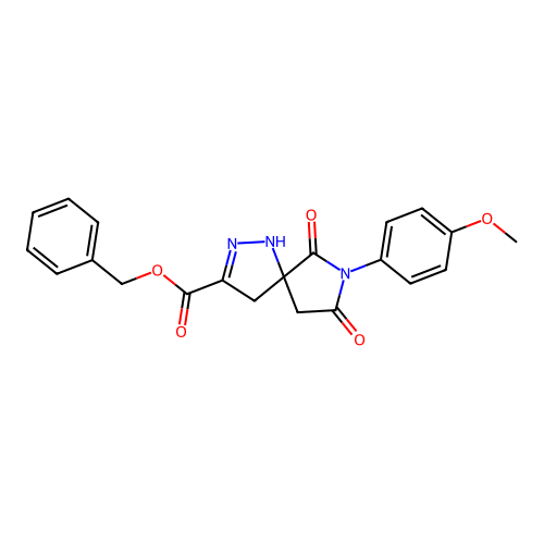 benzyl 7-(4-methoxyphenyl)-6,8-dioxo-1,2,7-triazaspiro[4.4]non-2-ene-3-carboxylate structure