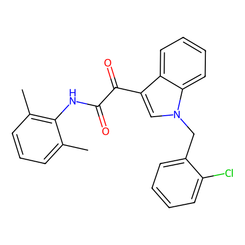 2-[1-[(2-chlorophenyl)methyl]indol-3-yl]-N-(2,6-dimethylphenyl)-2-oxoacetamide structure