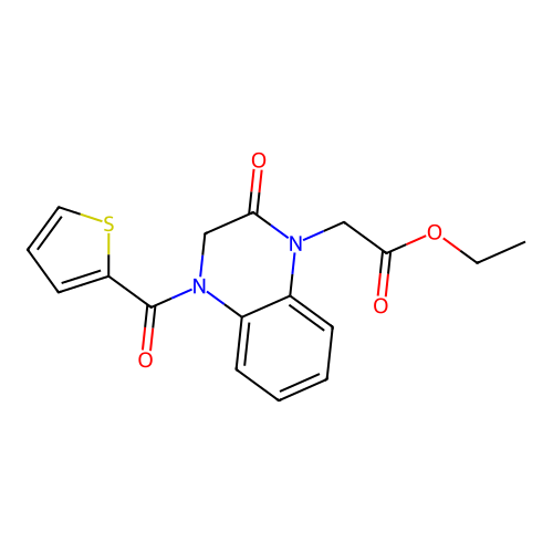 ethyl 2-[2-oxo-4-(thiophene-2-carbonyl)-3H-quinoxalin-1-yl]acetate structure