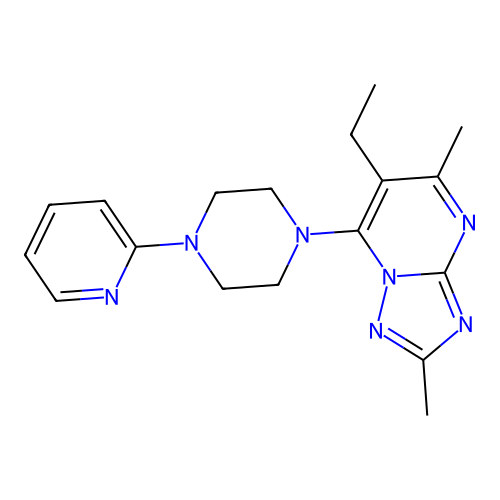 6-Ethyl-2,5-dimethyl-7-[4-(2-pyridinyl)-1-piperazinyl][1,2,4]triazolo[1,5-a]pyrimidine structure