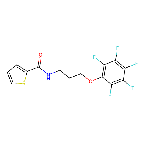 N-[3-(2,3,4,5,6-pentafluorophenoxy)propyl]thiophene-2-carboxamide structure