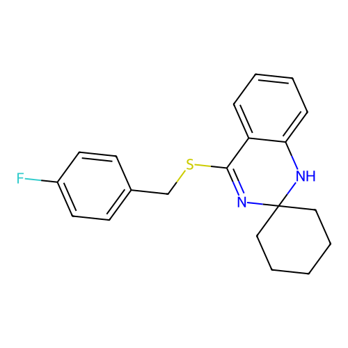 4'-{[(4-fluorophenyl)methyl]sulfanyl}-1'H-spiro[cyclohexane-1,2'-quinazoline] structure