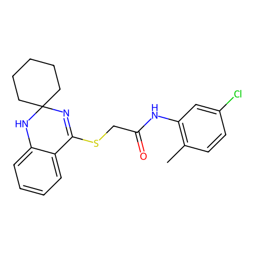 N-(5-chloro-2-methylphenyl)-2-{1'H-spiro[cyclohexane-1,2'-quinazoline]sulfanyl}acetamide structure