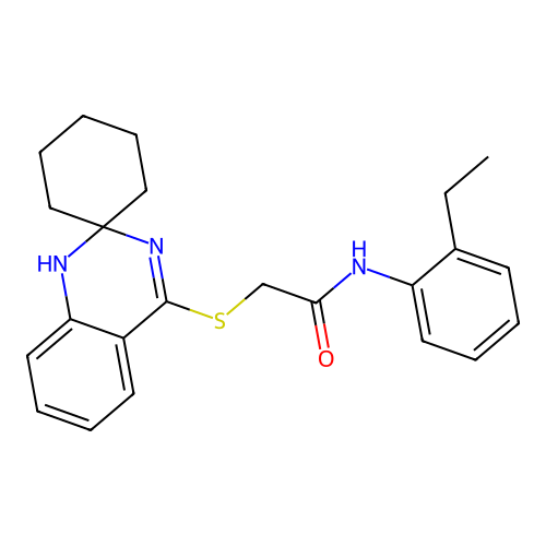N-(2-ethylphenyl)-2-{1'H-spiro[cyclohexane-1,2'-quinazoline]sulfanyl}acetamide structure