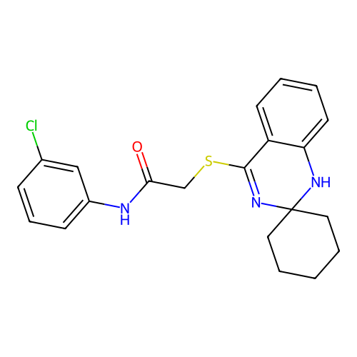 N-(3-chlorophenyl)-2-{1'H-spiro[cyclohexane-1,2'-quinazoline]sulfanyl}acetamide structure