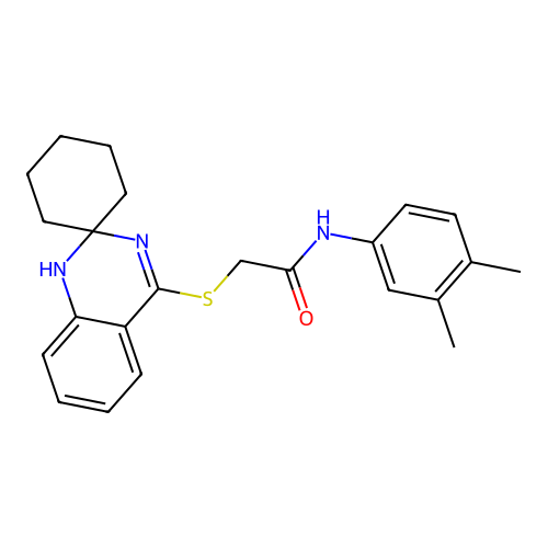 N-(3,4-dimethylphenyl)-2-{1'H-spiro[cyclohexane-1,2'-quinazoline]sulfanyl}acetamide structure