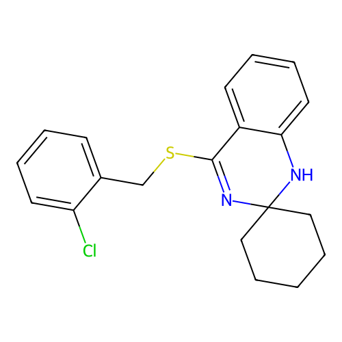 4'-{[(2-chlorophenyl)methyl]sulfanyl}-1'H-spiro[cyclohexane-1,2'-quinazoline] structure