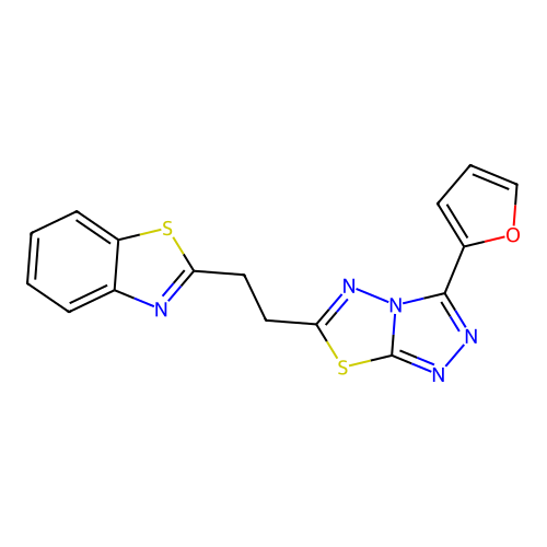 2-(2-(3-(furan-2-yl)-[1,2,4]triazolo[3,4-b][1,3,4]thiadiazol-6-yl)ethyl)benzo[d]thiazole structure