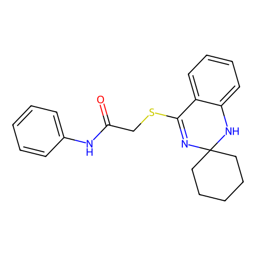N-phenyl-2-{1'H-spiro[cyclohexane-1,2'-quinazoline]sulfanyl}acetamide structure