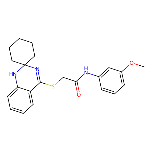 N-(3-methoxyphenyl)-2-{1'H-spiro[cyclohexane-1,2'-quinazoline]sulfanyl}acetamide structure