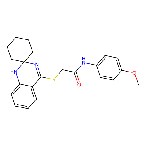 N-(4-methoxyphenyl)-2-{1'H-spiro[cyclohexane-1,2'-quinazoline]sulfanyl}acetamide structure