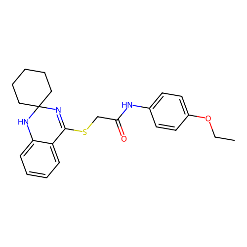 N-(4-ethoxyphenyl)-2-{1'H-spiro[cyclohexane-1,2'-quinazoline]sulfanyl}acetamide structure