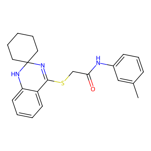 N-(3-methylphenyl)-2-{1'H-spiro[cyclohexane-1,2'-quinazoline]sulfanyl}acetamide structure
