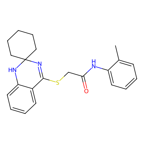 N-(2-methylphenyl)-2-{1'H-spiro[cyclohexane-1,2'-quinazoline]sulfanyl}acetamide structure