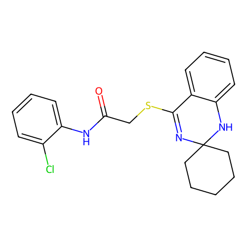 N-(2-chlorophenyl)-2-{1'H-spiro[cyclohexane-1,2'-quinazoline]sulfanyl}acetamide structure