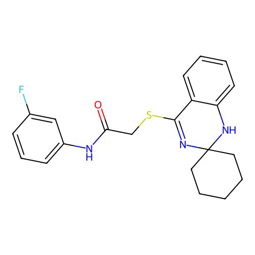 N-(3-fluorophenyl)-2-{1'H-spiro[cyclohexane-1,2'-quinazoline]sulfanyl}acetamide structure