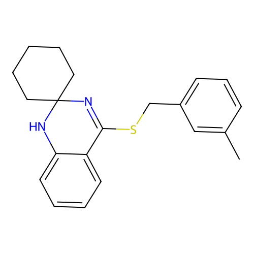 4-[(3-methylphenyl)methylsulfanyl]spiro[1H-quinazoline-2,1'-cyclohexane] structure