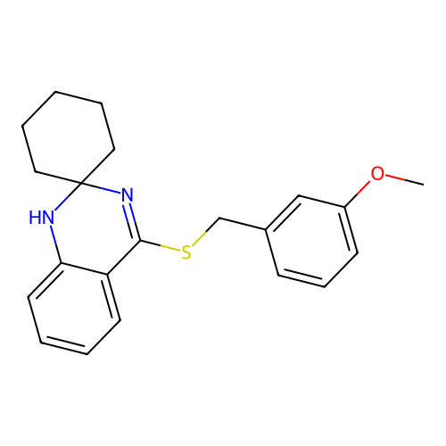 4'-{[(3-methoxyphenyl)methyl]sulfanyl}-1'H-spiro[cyclohexane-1,2'-quinazoline] structure