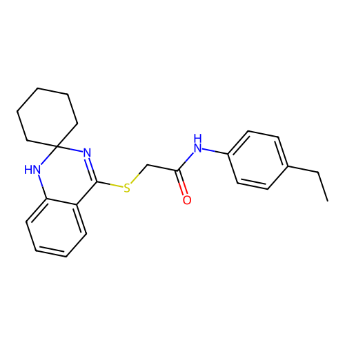 N-(4-ethylphenyl)-2-{1'H-spiro[cyclohexane-1,2'-quinazoline]sulfanyl}acetamide structure