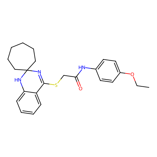 N-(4-ethoxyphenyl)-2-{1'H-spiro[cycloheptane-1,2'-quinazoline]sulfanyl}acetamide structure