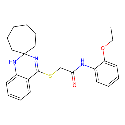 N-(2-ethoxyphenyl)-2-{1'H-spiro[cycloheptane-1,2'-quinazoline]sulfanyl}acetamide structure