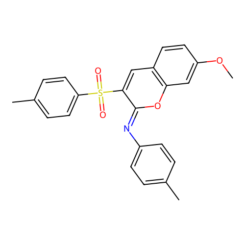 7-methoxy-N-(4-methylphenyl)-3-(4-methylphenyl)sulfonylchromen-2-imine structure