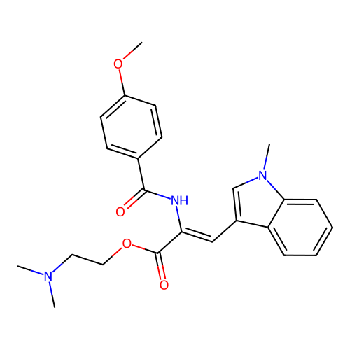 (Z)-2-(dimethylamino)ethyl 2-(4-methoxybenzamido)-3-(1-methyl-1H-indol-3-yl)acrylate structure