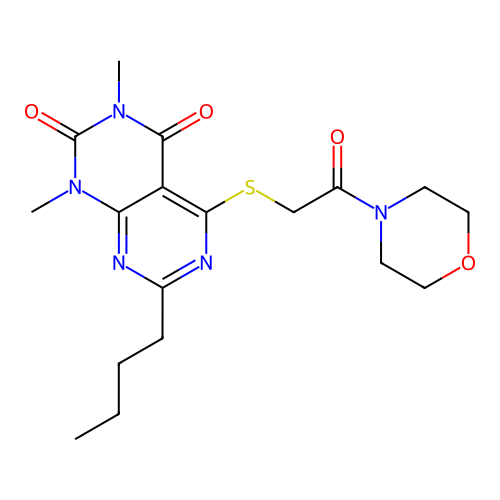 7-butyl-1,3-dimethyl-5-((2-morpholino-2-oxoethyl)thio)pyrimido[4,5-d]pyrimidine-2,4(1H,3H)-dione structure