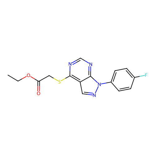 Ethyl 2-[1-(4-fluorophenyl)pyrazolo[3,4-d]pyrimidin-4-yl]sulfanylacetate structure