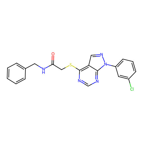 N-benzyl-2-[1-(3-chlorophenyl)pyrazolo[3,4-d]pyrimidin-4-yl]sulfanylacetamide structure
