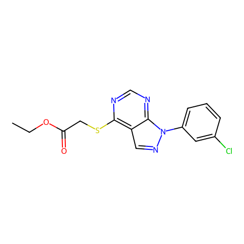 Ethyl 2-[1-(3-chlorophenyl)pyrazolo[3,4-d]pyrimidin-4-yl]sulfanylacetate structure