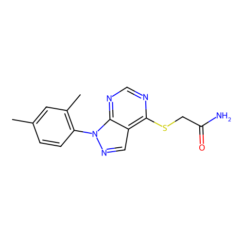 2-((1-(2,4-dimethylphenyl)-1H-pyrazolo[3,4-d]pyrimidin-4-yl)thio)acetamide structure