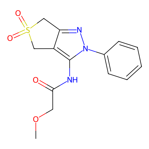 N-(5,5-dioxo-2-phenyl-4,6-dihydrothieno[3,4-c]pyrazol-3-yl)-2-methoxyacetamide structure