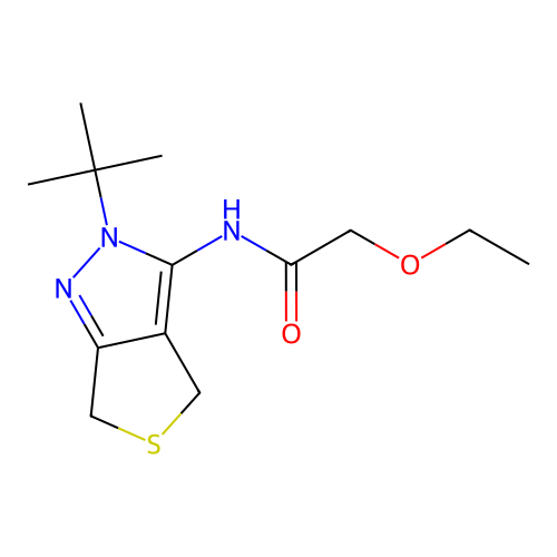 N-(2-tert-butyl-4,6-dihydrothieno[3,4-c]pyrazol-3-yl)-2-ethoxyacetamide structure