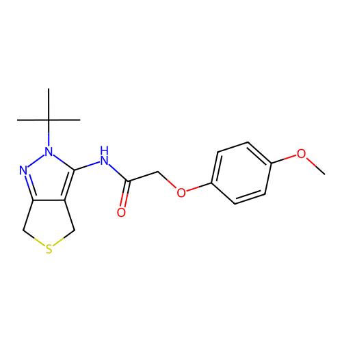 N-(2-(tert-butyl)-4,6-dihydro-2H-thieno[3,4-c]pyrazol-3-yl)-2-(4-methoxyphenoxy)acetamide structure